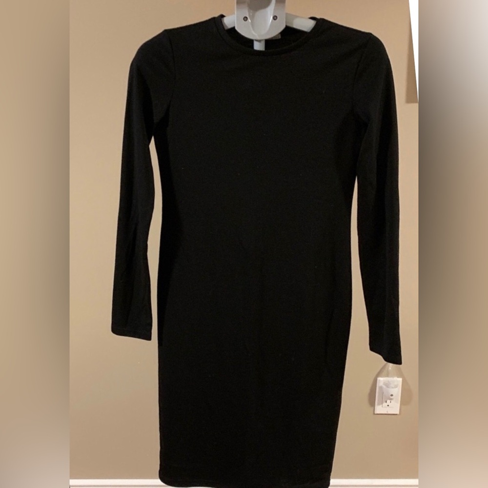Zara Trafaluc Black Long Sleeve Dress Size Medium Made in Morocco